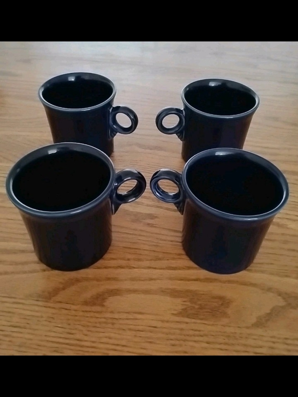 Set Of 4 Homer Laughlin USA Fiesta Cobalt (Dark) Blue Ring Handle Coffee Mugs